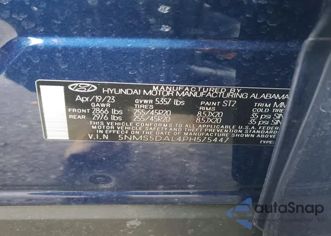 2023 Hyundai Santa Fe Calligraphy из США, поврежденный, VIN 5NMS5DAL4PH575447